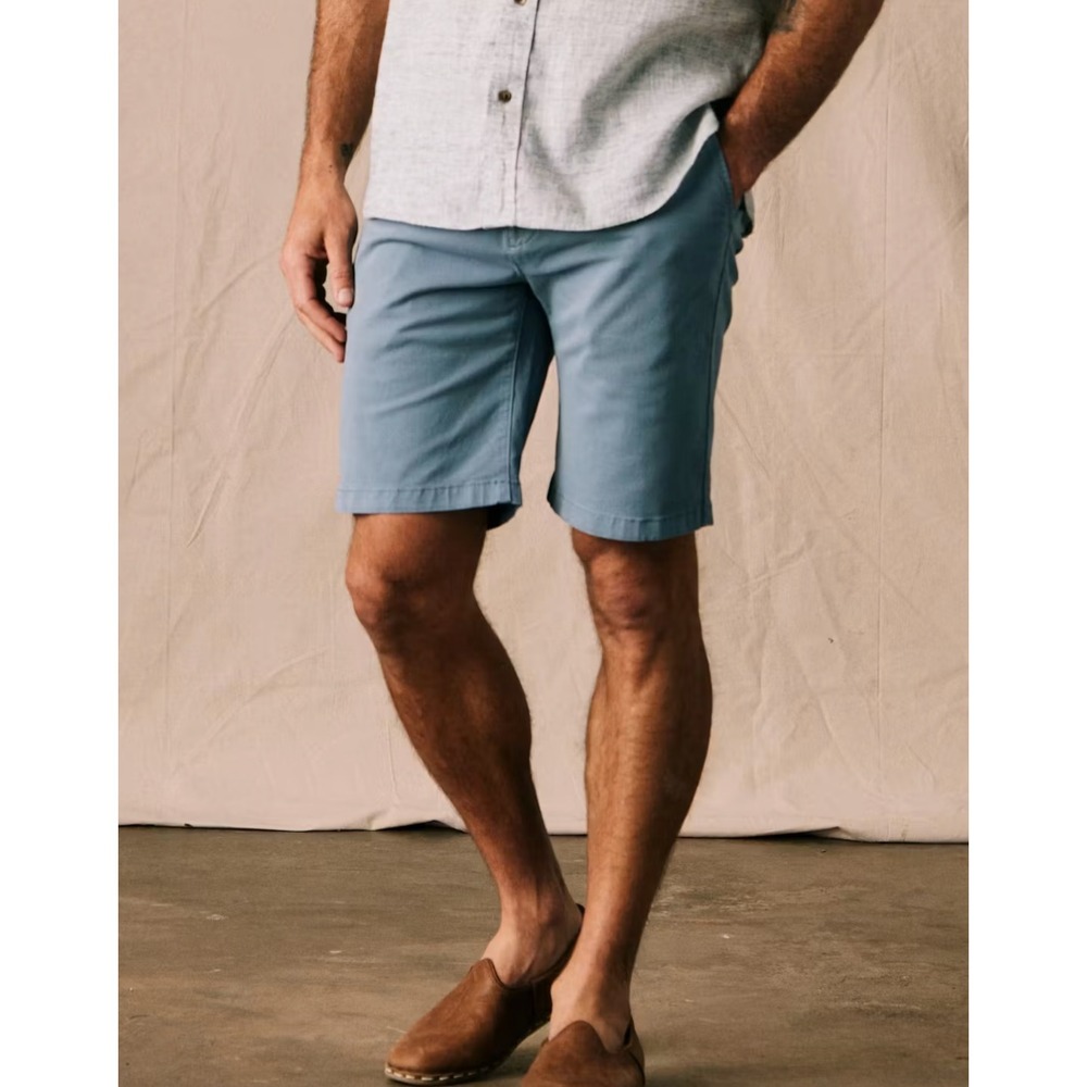 Flint and Tinder Huckberry 365 Chino Shorts Dusty Blue 9" Inseam Mens Size 31